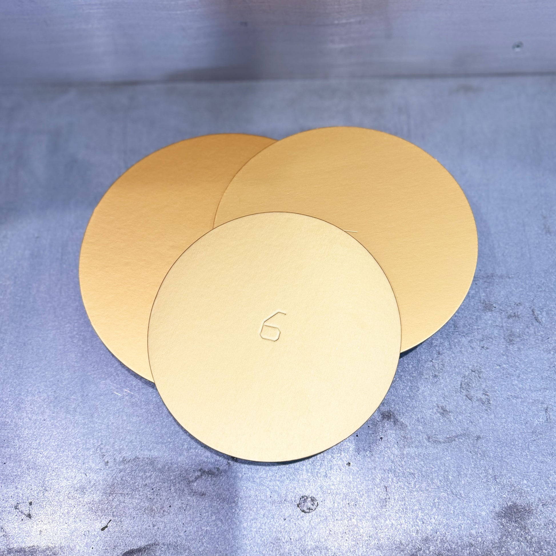 Cake Boards - Circle Gold and Multiple Sizes trio close-up Marah Design