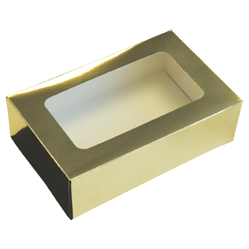 Cookie Boxes with Window- gold color close-up - Marah Design 