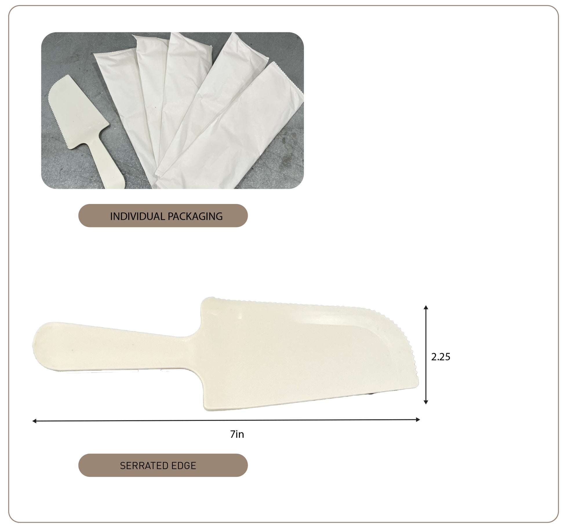 Disposable Plastic Cake Server Serrated Edges Individual Packaging Marah Design 