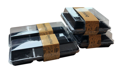 Marah Design Plastic Food Containers - Empty Three or Four Compartment with Labels 