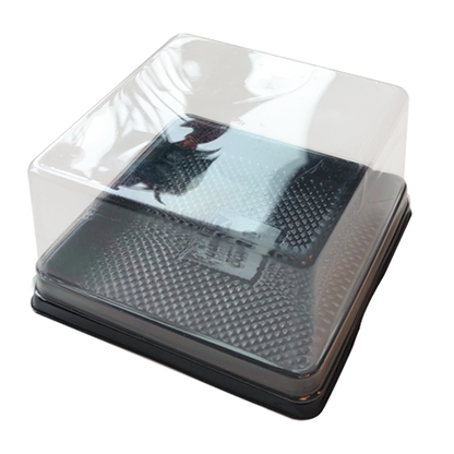 Marah Design Round Plastic Containers with Black Tray with the lid on- Small Baked Goods 