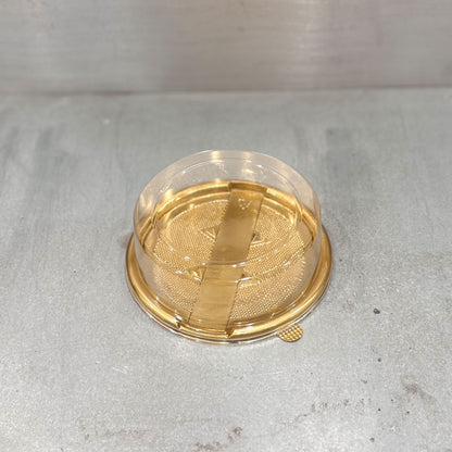 Close up of Marah Design plastic round cake container 