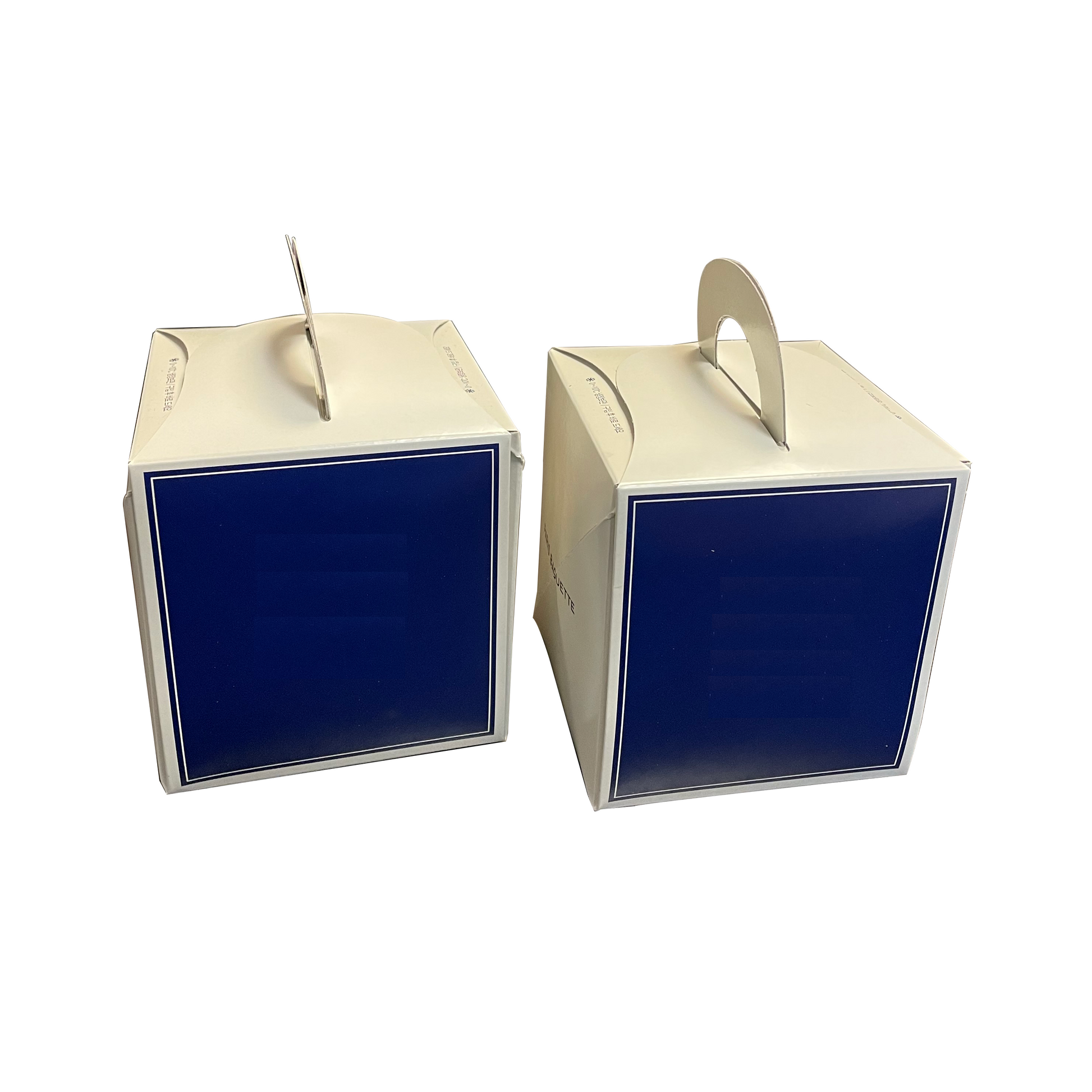 Pastry Box - Cube Shaped with Handles - blue and white pair - Marah Design