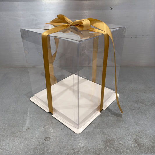 Tall Cake Box Transparent with Ribbon - Marah Design